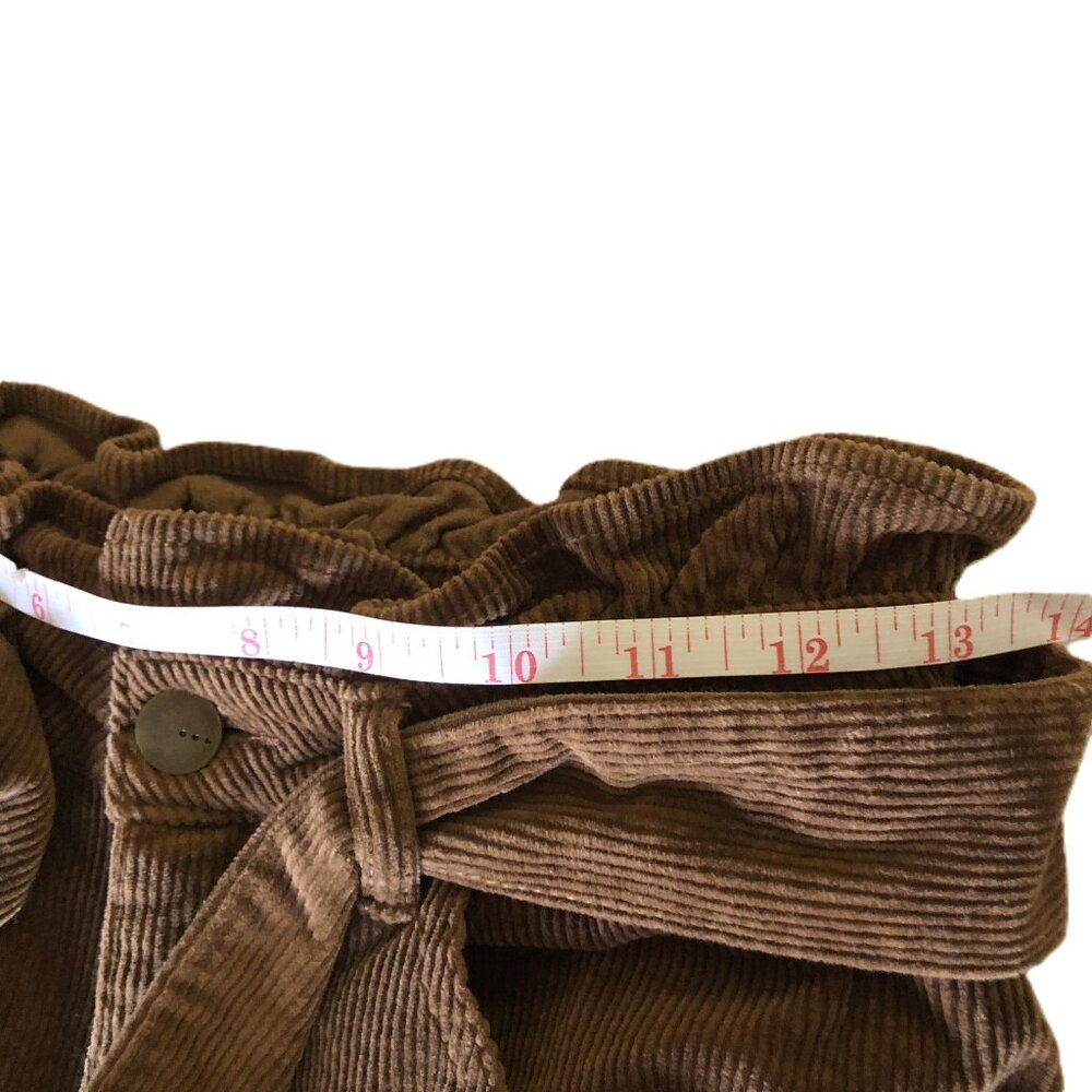 Tgla Corduroy Wide Leg Pants Belted Size XS W26 Paper bag Brown 4 Pockets - Picture 12 of 16